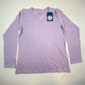 Life is Good Lavender V-Neck Crusher-Lite Long Sleeve Tee Women’s M NWT